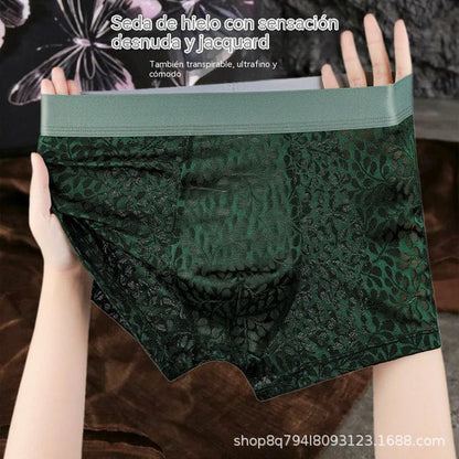 🔥10 itens🔥【L-4XL】Cueca de malha de seda gelada para homem, tamanhos grandes, respirável. - 【55-100kg】