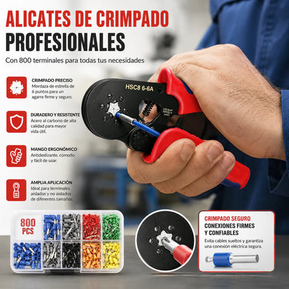 👍【Alicate + 800 peças】Alicate para cravar terminais de tubos