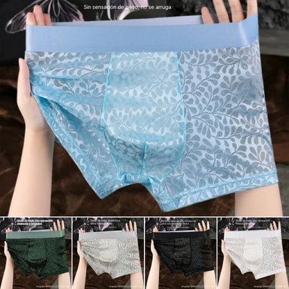 🔥10 itens🔥【L-4XL】Cueca de malha de seda gelada para homem, tamanhos grandes, respirável. - 【55-100kg】