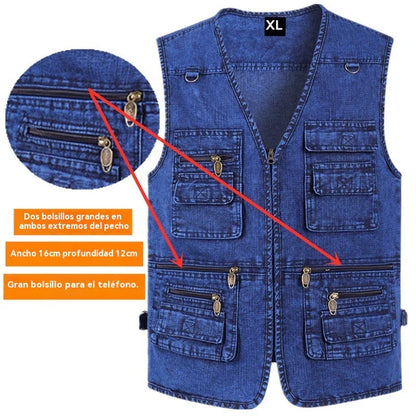 【XL-7XL】Colete de ganga para homem com vários bolsos 2026