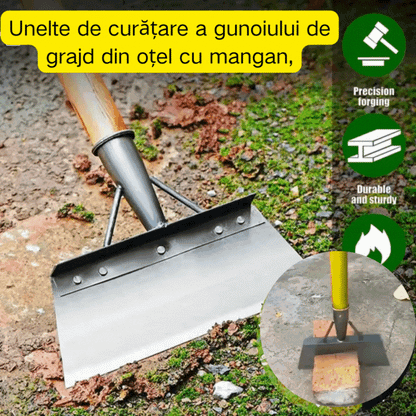 🔥🐖🐏🐓A pá de aço manganês para limpeza de estrume é ideal para jardinagem, ajudando a remover ervas daninhas e fertilizantes.