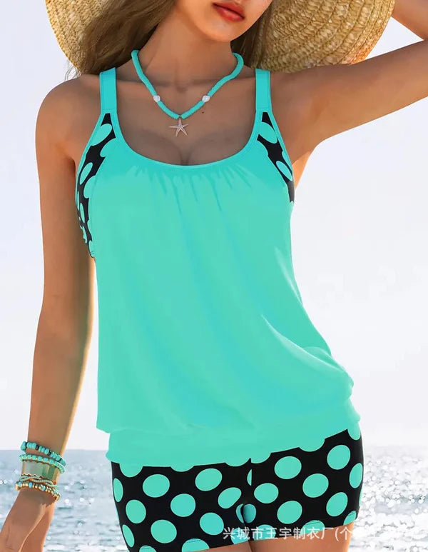 🏖️【S-4XL】Conjunto de biquíni plus size para mulher com estampado de bolinhas, novo modelo 2026