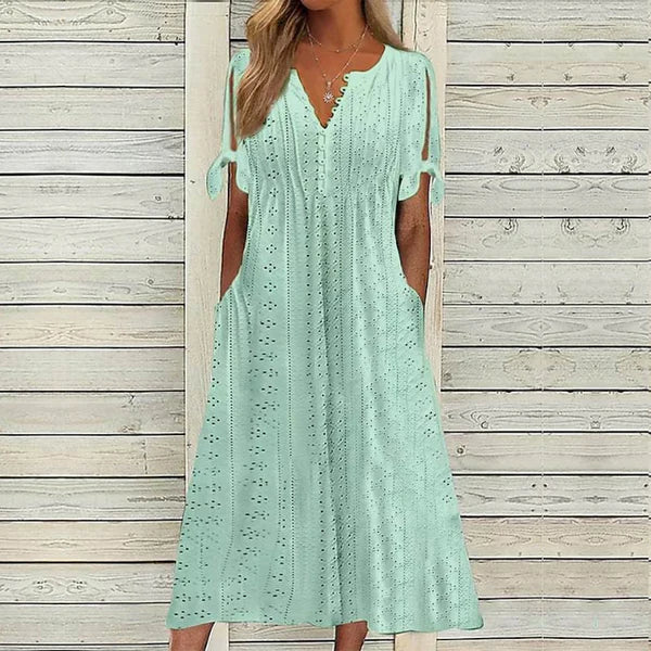 🏆【Produtos mais vendidos】[S-5XG]👗Vestido simples e bonito de cor sólida