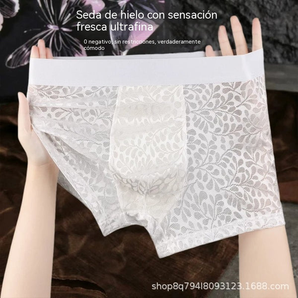 🔥10 itens🔥【L-4XL】Cueca de malha de seda gelada para homem, tamanhos grandes, respirável. - 【55-100kg】