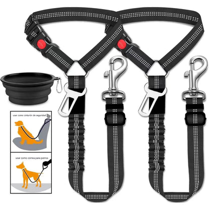 🐶🐕【2 peças 28,4 euros】 Cinto de segurança e trela para passear cães (2 em 1)
