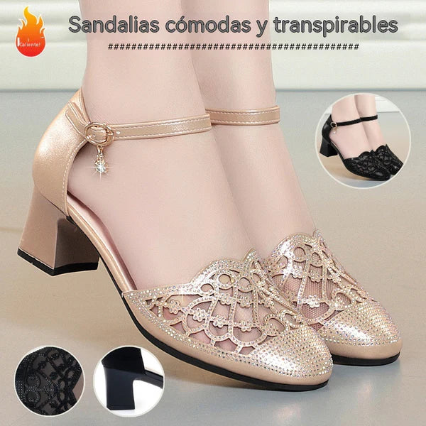 💞【Tamanhos 35 a 40】Sandálias de salto baixo novas e elegantes para