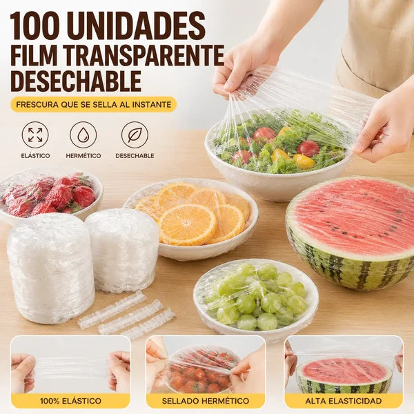 【300 unidades】Filme transparente descartável, ideal para recipientes e alimentos. Encaixa perfeitamente, proporciona uma boa vedação e é fácil de utilizar.