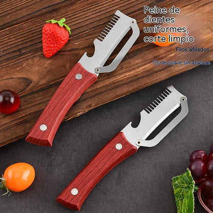 ✅Compre um e leve outro grátis (2 artigos)🧅🔪 Descascador de cozinha multifuncional 3 em 1: Descasque, pique legumes e abra garrafas! 🔥
