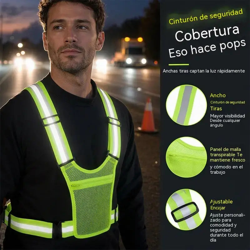 【🔥Compre um e leve outro grátis】Colete refletor de alta visibilidade, ajustável, com bolsos, equipamento de corrida seguro.