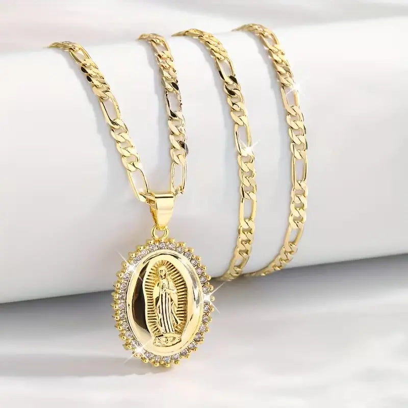 🔥Pingente da Virgem Maria em aço inoxidável dourado