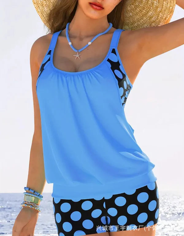 🏖️【S-4XL】Conjunto de biquíni plus size para mulher com estampado de bolinhas, novo modelo 2026