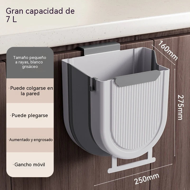🗑️🚪Papeleira de cozinha dobrável para pendurar, ideal para portas de armários domésticos.