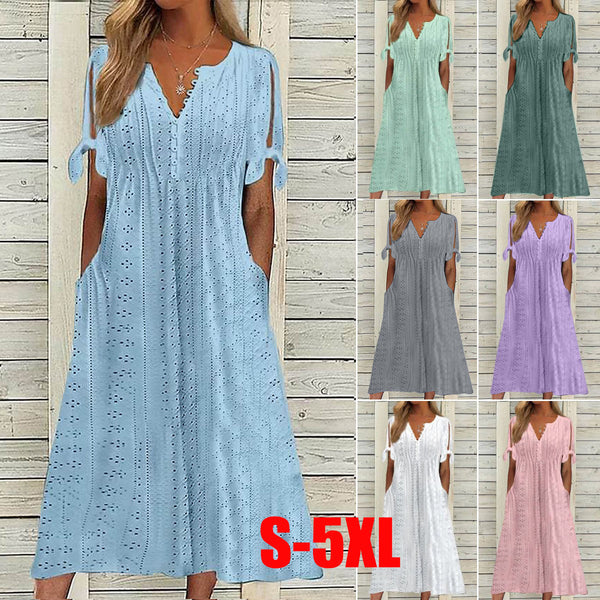 🏆【Produtos mais vendidos】[S-5XG]👗Vestido simples e bonito de cor sólida