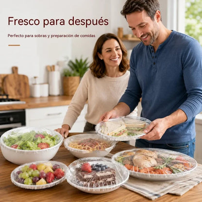 【300 unidades】Filme transparente descartável, ideal para recipientes e alimentos. Encaixa perfeitamente, proporciona uma boa vedação e é fácil de utilizar.