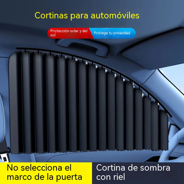 [Conjunto de 4 peças] Cortina de proteção solar para janela de automóvel com calha deslizante e isolamento térmico