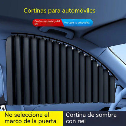 [Conjunto de 4 peças] Cortina de proteção solar para janela de automóvel com calha deslizante e isolamento térmico