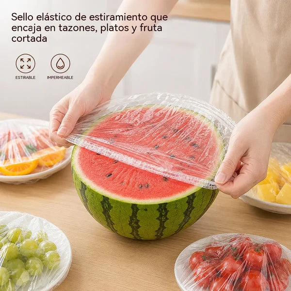【300 unidades】Filme transparente descartável, ideal para recipientes e alimentos. Encaixa perfeitamente, proporciona uma boa vedação e é fácil de utilizar.