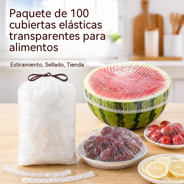 【300 unidades】Filme transparente descartável, ideal para recipientes e alimentos. Encaixa perfeitamente, proporciona uma boa vedação e é fácil de utilizar.
