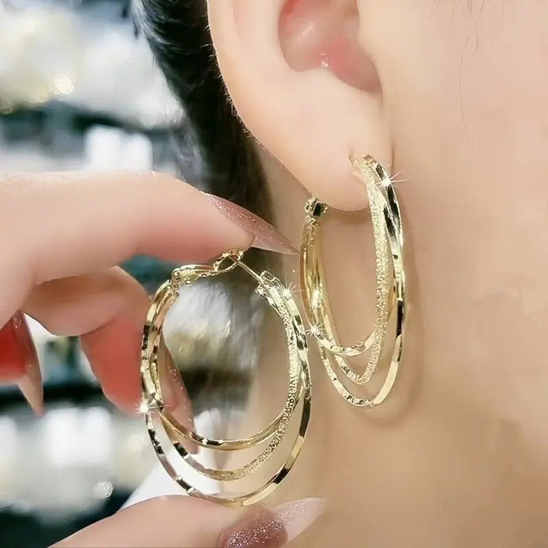 ✨✨【4 pares】Brincos de argola grandes em prata de lei 925