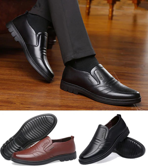 👞【Tamanhos 39-44】 Sapatos de homem em pele, novo estilo 2026, sapatos casuais de negócios em pele, pele macia, sola macia, antiderrapante.
