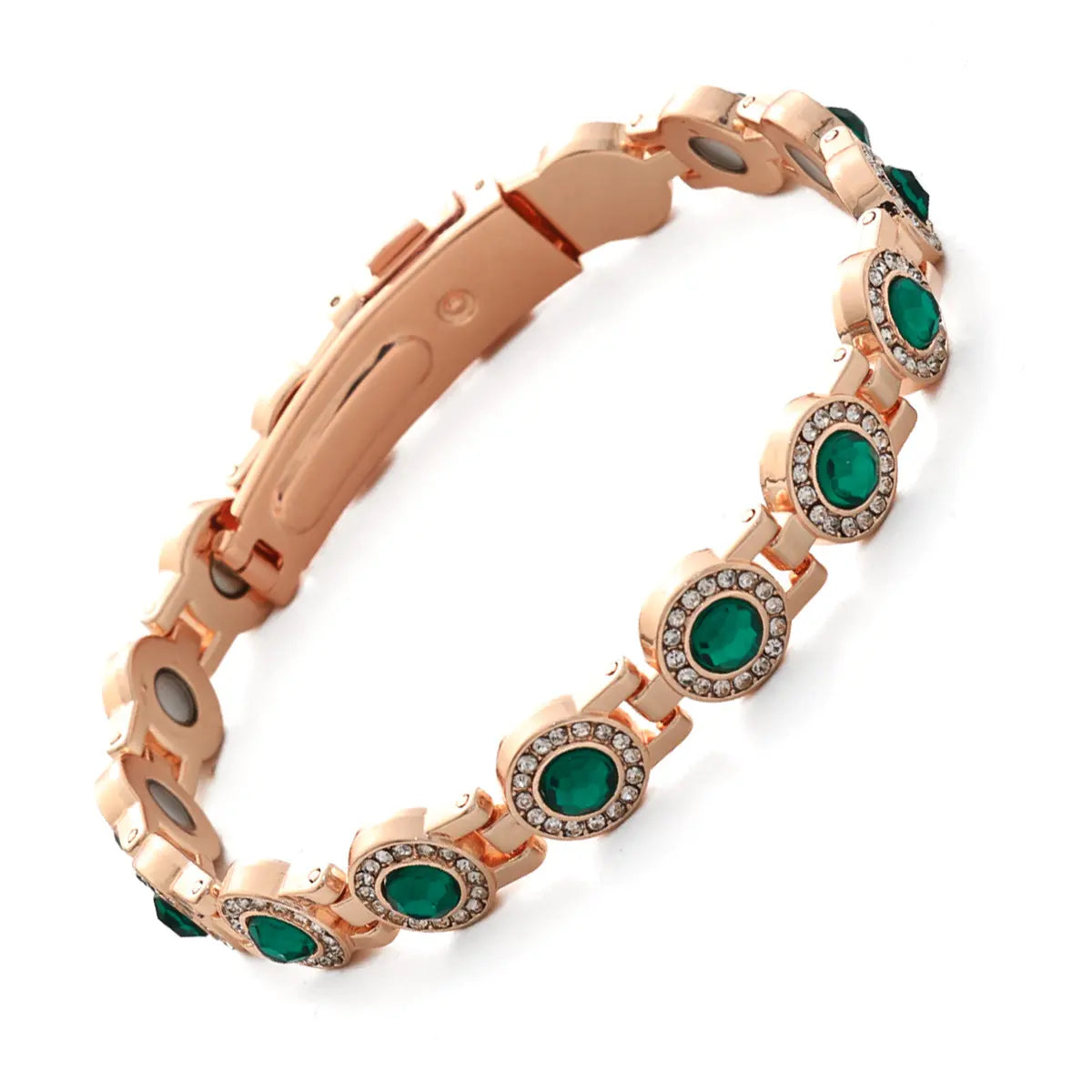 ✨Pulseira magnética de liga metálica elegante e luxuosa, pulseira magnética de zircónias cúbicas em cobre puro