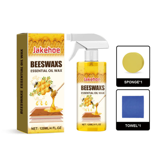 Spray de cera de abelha para polir madeira, 120ml (inclui esponja e pano), para o cuidado do mobiliário, prevenção de fissuras e proteção da pintura.