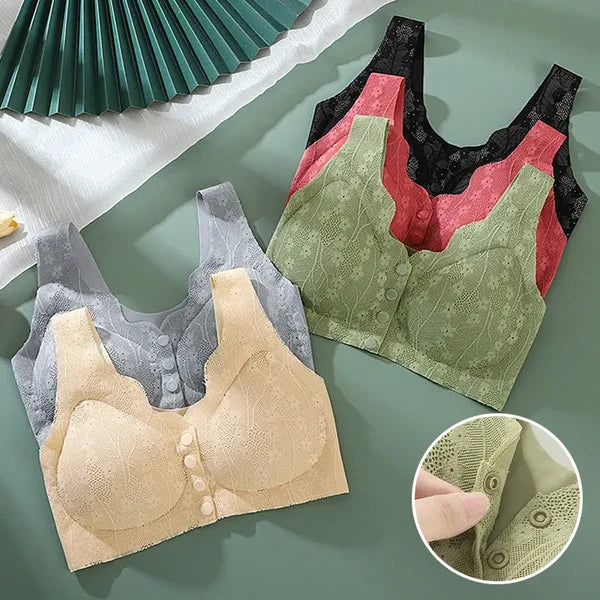 😍【Kit com 5 peças】Soutien sem aro com botão frontal para mulher ❤️【40-100kg】