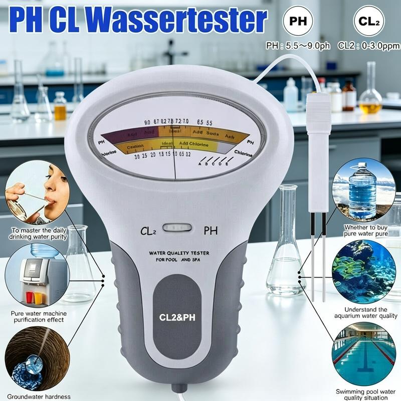 🔬💧 Medidor de pH e Cloro Residual (Cl2) — 35% de desconto! Mede com precisão o pH e o cloro residual da sua piscina: simples, rápido e fiável. 🔥🏊