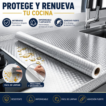 ♨️♨️【40cm*12m】 Folha de alumínio adesiva removível – À prova de gordura, resistente ao calor e fácil de limpar