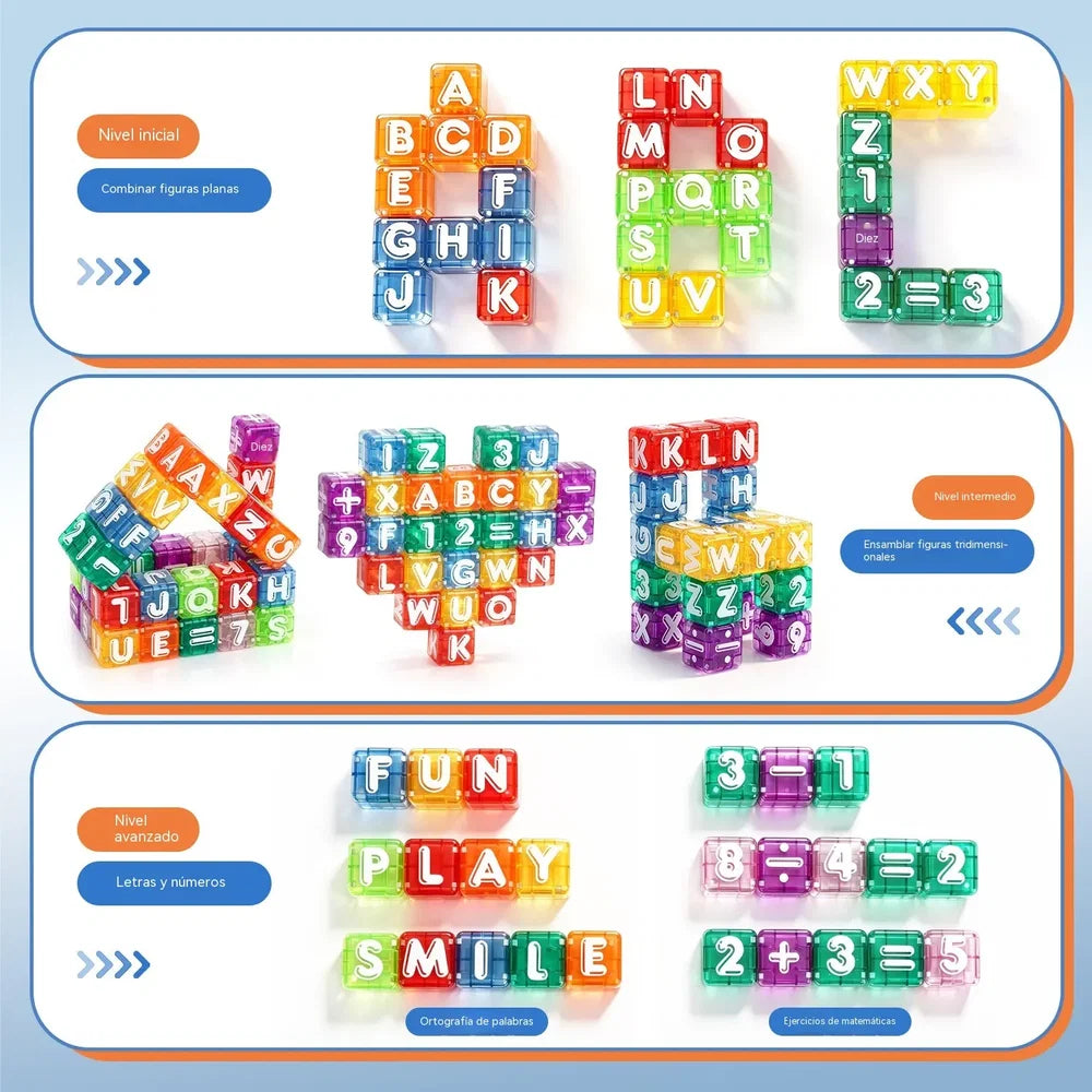 📢📢35% de desconto por tempo limitado! 【40 peças de montar + caixa organizadora】⏰Blocos de montar magnéticos com letras e números para crianças