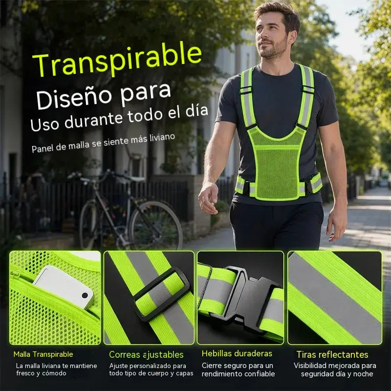 【🔥Compre um e leve outro grátis】Colete refletor de alta visibilidade, ajustável, com bolsos, equipamento de corrida seguro.