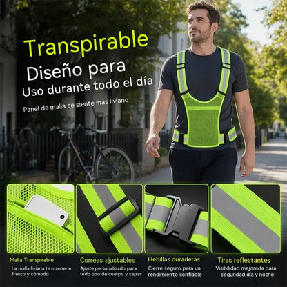 【🔥Compre um e leve outro grátis】Colete refletor de alta visibilidade, ajustável, com bolsos, equipamento de corrida seguro.