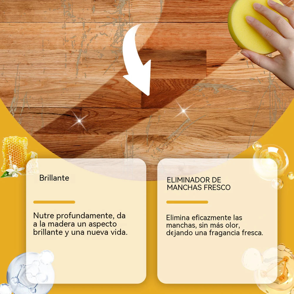 Spray de cera de abelha para polir madeira, 120ml (inclui esponja e pano), para o cuidado do mobiliário, prevenção de fissuras e proteção da pintura.