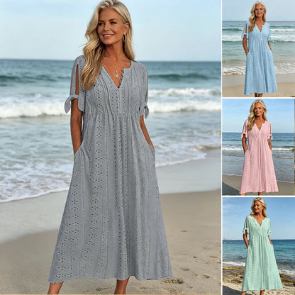 🏆【Produtos mais vendidos】[S-5XG]👗Vestido simples e bonito de cor sólida