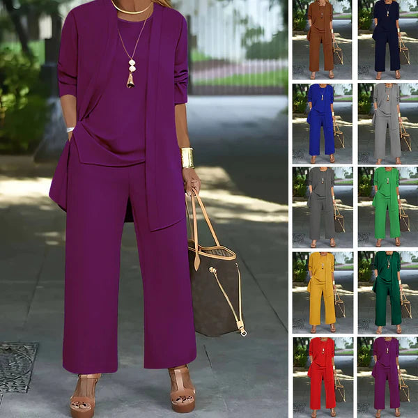 🧥Conjunto elegante de 3 peças para mulher com modelagem solta🍂