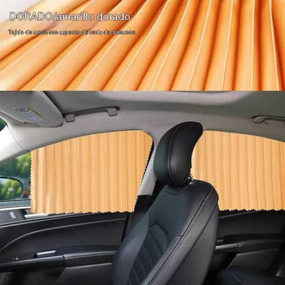 🔥【Conjunto de 4 peças】 Cortina de proteção solar para janela de carro com calha deslizante e isolamento térmico