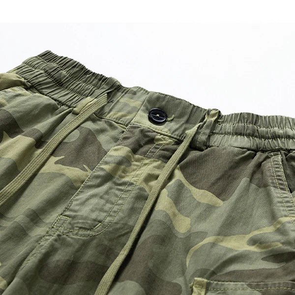 🩳🔥35% DESCONTO! Bermudas cargo de homem largas, em mistura de algodão com vários bolsos
