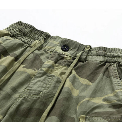 🩳🔥35% DESCONTO! Bermudas cargo de homem largas, em mistura de algodão com vários bolsos