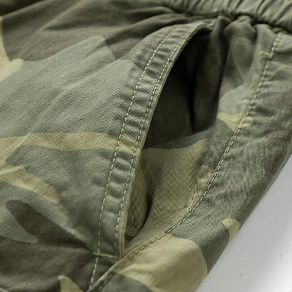 🩳🔥35% DESCONTO! Bermudas cargo de homem largas, em mistura de algodão com vários bolsos